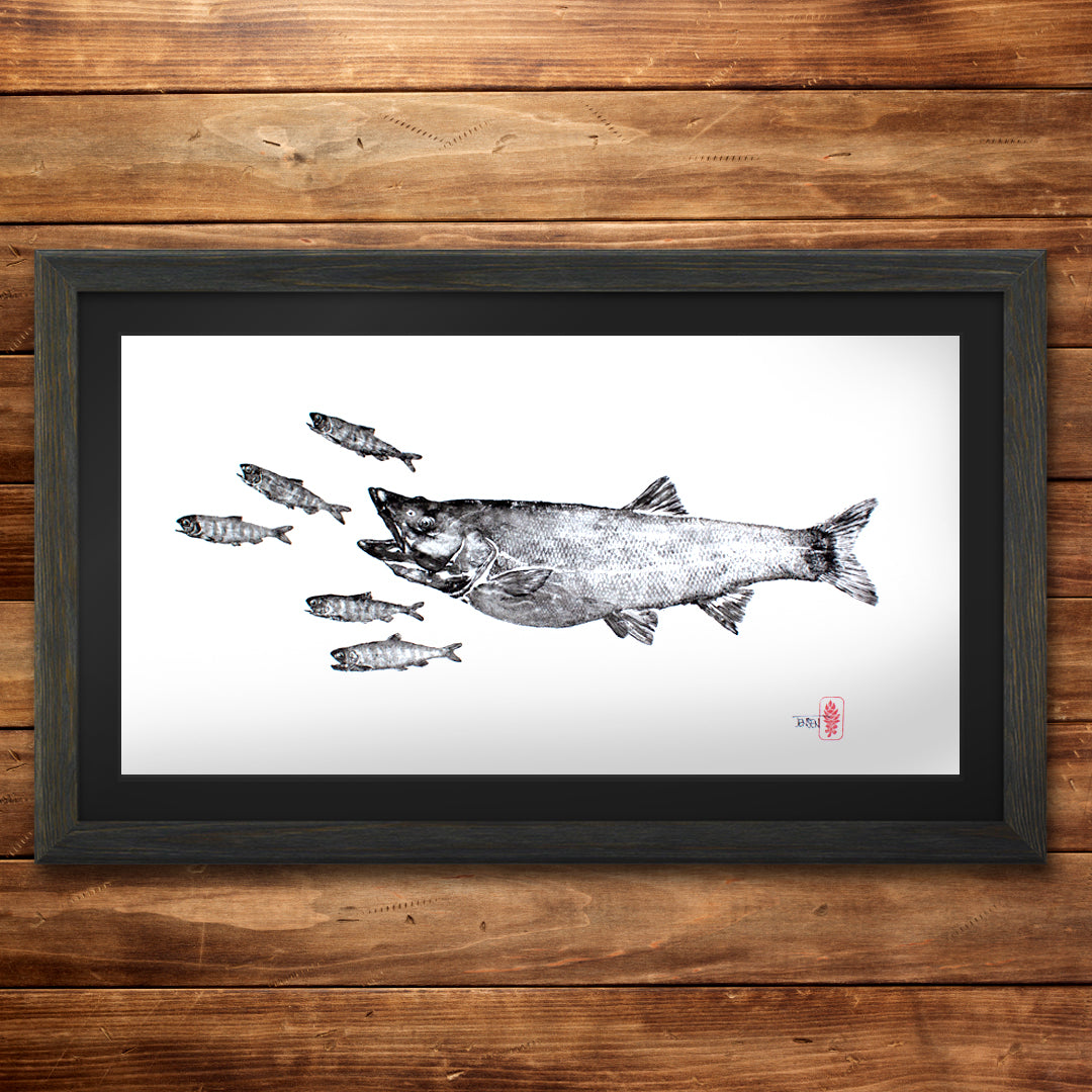 Pikeminnow & Steelhead (Original Gyotaku)